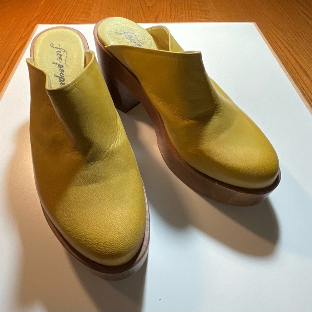 Free People 
Suki Platform Clog
Marigold Yellow Mules
Made in Spain
